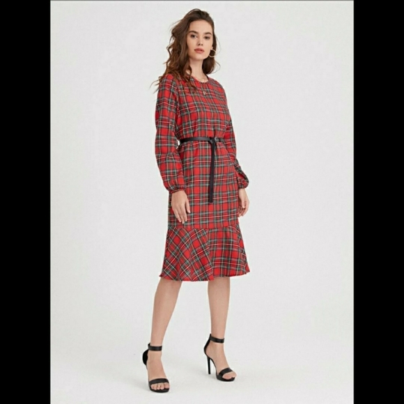 NWT Red Belted Dress - Picture 5 of 7